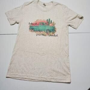 Canvas soft tee, Blue Truck & Cactus graphic shirt